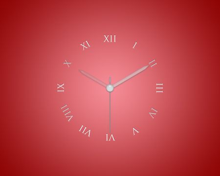 clock against red wallの写真素材