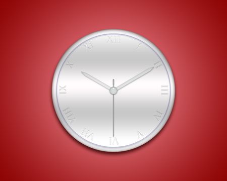 white clock against red wall