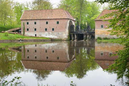 dutch water mill in earlier years used for sawing treesの写真素材
