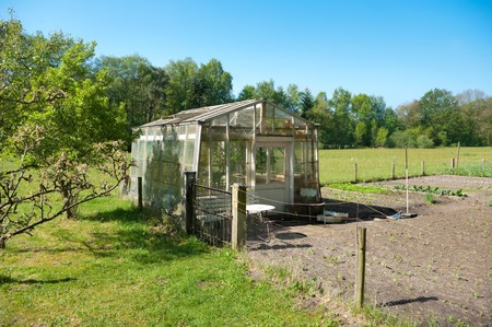 small greenhouse used for growing seeds and small plants before they will be planted outside when its warm enough.の写真素材