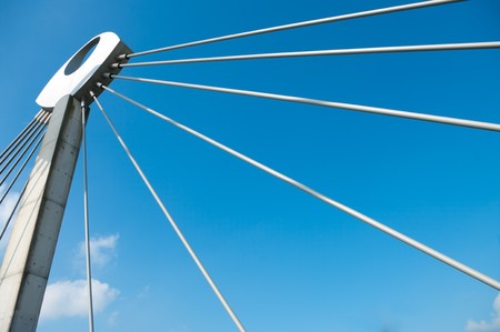 detail of a brand new cable bridge in zwolleの写真素材