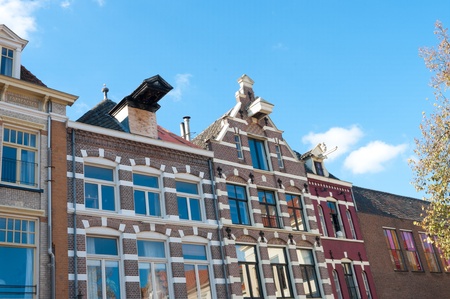 facade of monumental houses in Deventer, Netherlandsの写真素材