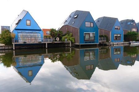 colorful houses at the island district, Almere, the youngest city in the Netherlandsの写真素材