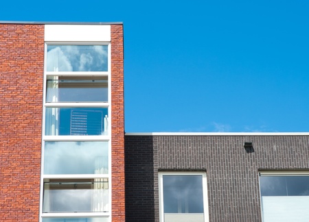 facades of modern houses in enschede, netherlandsの写真素材