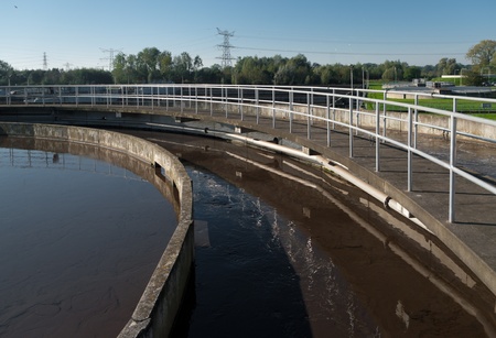 round bassin where the wasted water is being filteredのeditorial素材