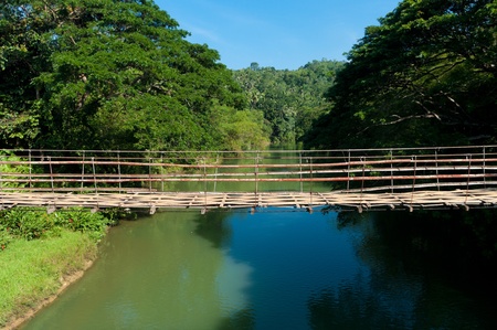 bridge over the Loboc river on Bohol, Philippinesのeditorial素材