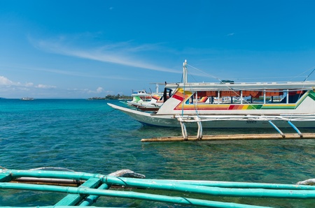 traditional Philippine bangka boat used for transfering tourists to Boracayのeditorial素材