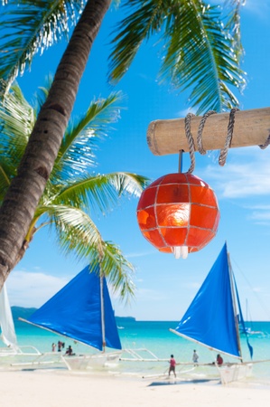 famous white beach on boracay island, philippinesの写真素材