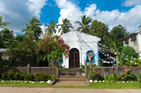 small and primitive church in the Philippinesの写真素材