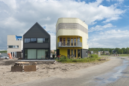 newly build modern houses in Almere, netherlandsのeditorial素材