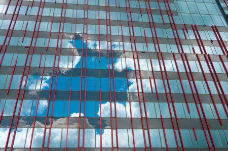 facade of a modern scyscraper in Almere, Netherlands