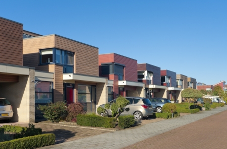 row of modern town houses in Oldenzaal, Netherlandsのeditorial素材