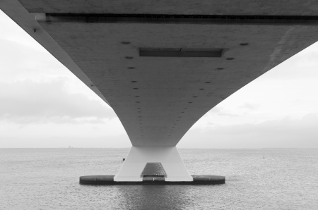 pillar of the 5 km long Zeelandbrug in the Netherlands. At the opening in 1965, it was the longest bridge in Europeの写真素材