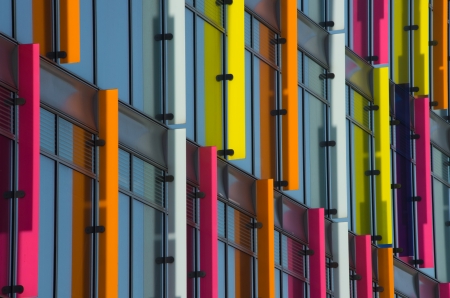facade of a modern office building in the amsterdam Zuidas (South Axis) business district. The area is known as an international high level knowledge and business center with over 450 mostly international orientated companies.のeditorial素材