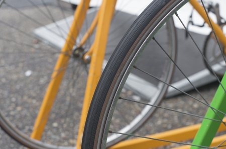 detail of a bicycle wheelの写真素材