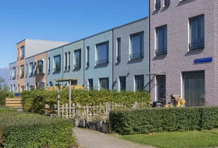 modern colorful houses in almere, netherlands