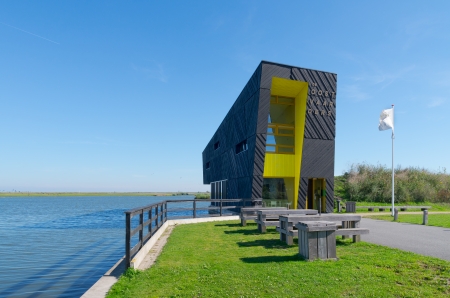 Nature experience center 'the Oostvaarder' in almere, netherlands. It is designed to experience the nature of the Oostvaardersplassen, a 5600 hectare natural area of marshes and fields.のeditorial素材
