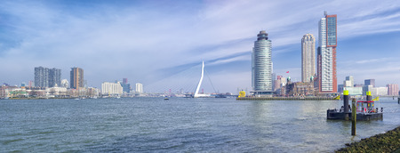 modern skyline of Rotterdam. Rotterdam is the only city in the Netherlands with a real skyline. Rotterdam is together with Frankfurt, Madrid, Paris, Moscow, Warsaw and London in the top European cities with high-rise buildings.のeditorial素材