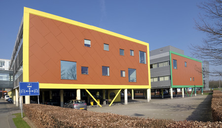 modern exterior of the Wilhelmina children hospital in Utrecht, Netherlandsのeditorial素材