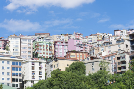 residentail area with colorful apartments in Istanbul, Turkeyの写真素材