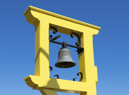 Old bell pole in volendam, netherlands. Traditionally this is the place where young couples got...