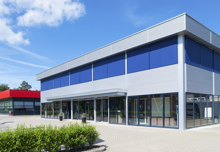 exterior of a modern small office building exterior of a modern small office building