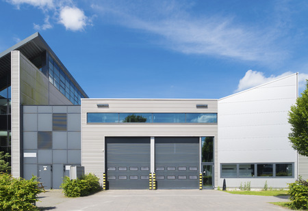 modern industrial unit with roller doorsのeditorial素材