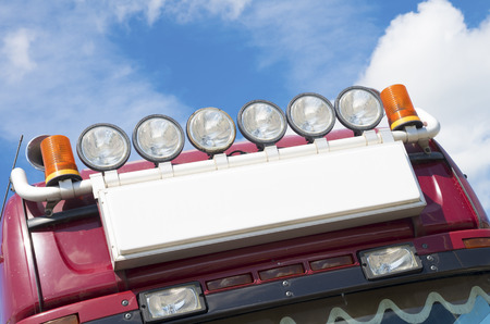 fog lights on top of a large truckの写真素材