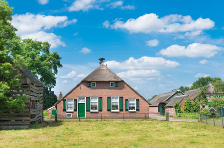 typically dutch farmhouse in staphorst. The community of Staphorst is known as one of the most religious in the Netherlands and has a very closed characterのeditorial素材
