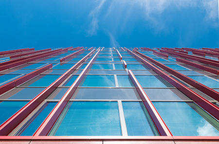 facade of a modern office building in Almere, netherlands. It is the youngest and fastest growing...