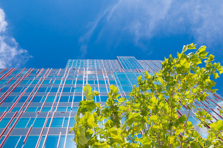 facade of a modern office building in Almere, netherlands. It is the youngest and fastest growing...