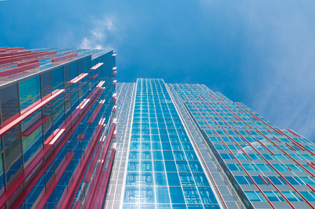 facade of a modern office building in Almere, netherlands. It is the youngest and fastest growing...