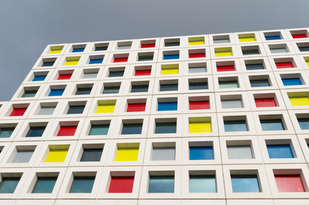 modern school building in the Hague, netherlands. The Mondriaan secondary school offers almost 200 training courses for 12 different professional sectorsのeditorial素材