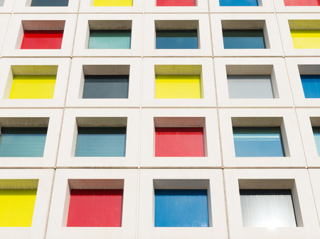 modern school building in the Hague, netherlands. The Mondriaan secondary school offers almost 200 training courses for 12 different professional sectorsのeditorial素材
