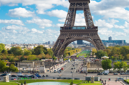 lower part of the Eiffel tower in Paris, France. Seen from the Trocadero Squareのeditorial素材