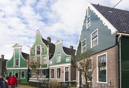 authentic dutch wooden houses in the famous open-air museum Zaanse Schans in the netherlandsのeditorial素材