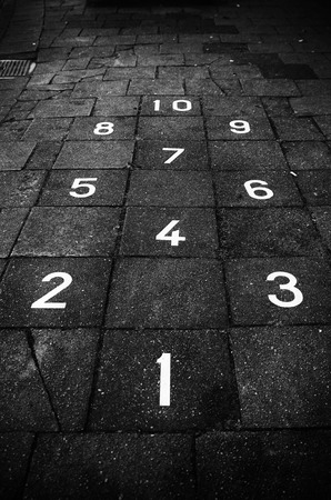 hopscotch game on a sidewalkの写真素材