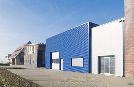 small blue warehouse exteriorの写真素材