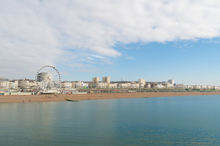 View on Brighton, UK and the large ferris wheel on the beachの写真素材
