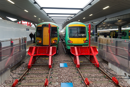 LONDON, ENGLAND - OCTOBER 21: Trains at a platform on London Bridge station. In terms of passenger...