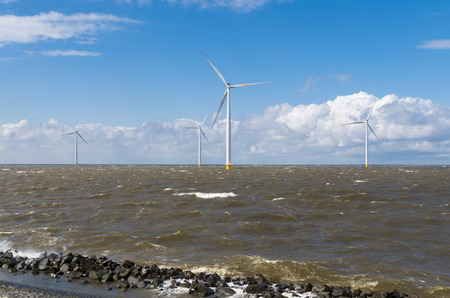 offshore windmill farm in the IJsselmeer at Urk, Netherlands