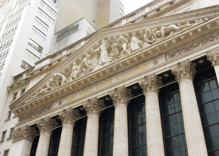 NEW YORK - APRIL 27, 2016:  Exterior of the New York stock exchange building. It is the world's largest stock exchange by market capitalization of its listed companiesのeditorial素材