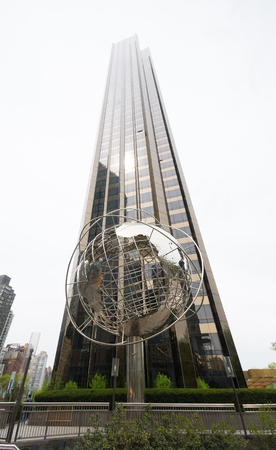 NEW YORK - APRIL 28, 2016: Columbus Circle is a heavily trafficed intersection and the point from which all official distances from NYC are measuredのeditorial素材