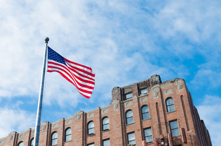 US flag waving in the windの写真素材