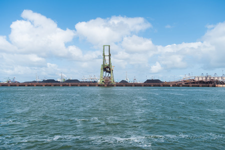 large harbor crane in the rotterdam portの写真素材