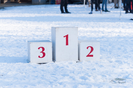 winner podium during a winter crossの写真素材