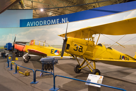 LELYSTAD, NETHERLANDS - MAY 15, 2016: Haviland Tiger Moth in the aviodrome aerospace museumのeditorial素材