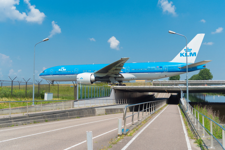 SCHIPHOL, NETHERLANDS - JUNE 4, 2016: Air France-KLM  airplane taxiing to the runway on amsterdam schiphol airportのeditorial素材