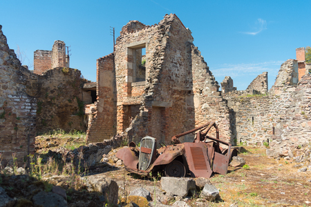 The ruins of Oradour-sur-glane, the by the nazis destroyed french village in WW2のeditorial素材