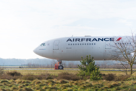 ENSCHEDE, NETHERLANDS - FEBRUARY 3, 2018: Commercial passenger airplane to be dismantled on a former military airfieldのeditorial素材